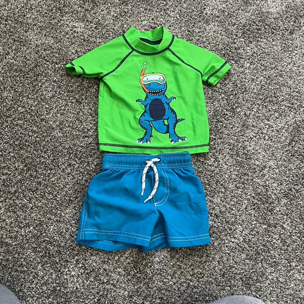 Green and Blue Dinosaur Kids Swim Set